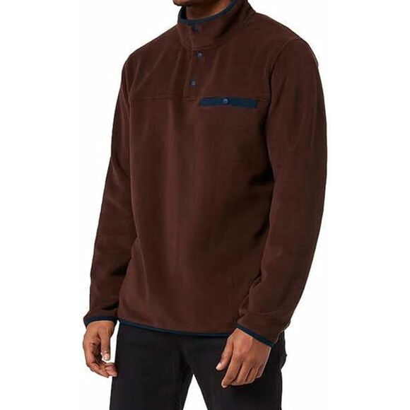 32 Degrees Men's Large 1/4 Snap Long Sleeve Rust Red Hiking Fleece Pullover - Picture 3 of 15